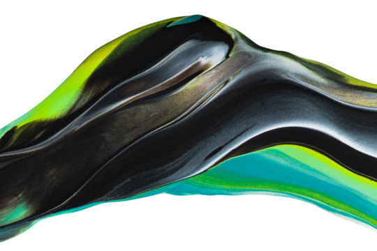 Green Black Cyan Abstract Paint Stroke Fluid Liquid isolate Neon 