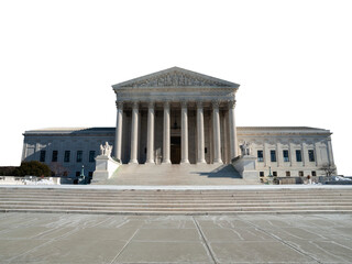 United States Supreme Court Building on Capitol Hill with cut out background.