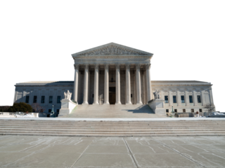 United States Supreme Court Building on Capitol Hill with cut out background.