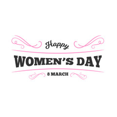 Happy women day logo in black and pink colour