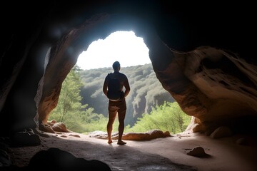 Man at the Mouth of a Cave made with Generative AI