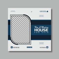 Naklejka premium Real estate house property social media post or carousel design template
