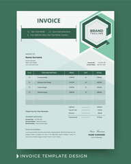 Creative and modern business invoice design with price receipt, payment agreement, invoice bill, accounting and bill receipt template layout in vector