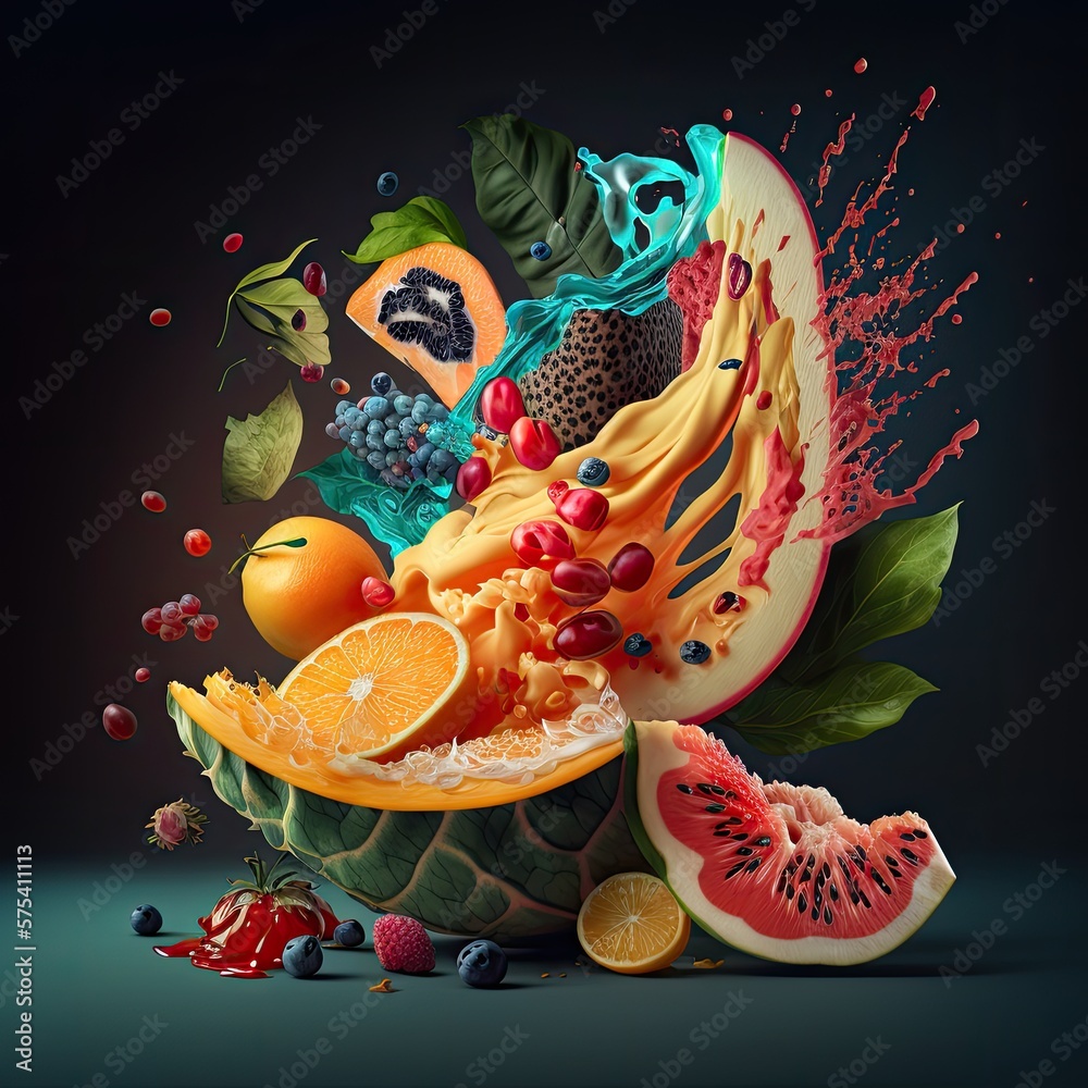 Canvas Prints fresh fruits and sweets candies. delicious concept. generative ai.