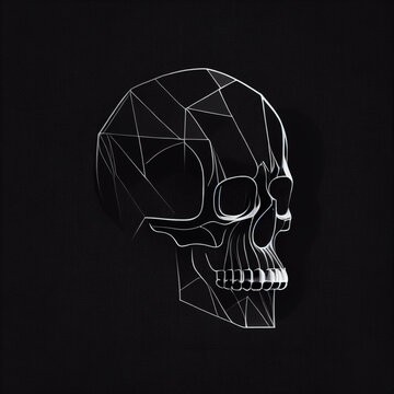 human skull graphics abstract white on black