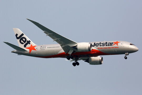 Jetstar Airways Boeing 787 Dreamliner airplane at Changi airport in Singapore