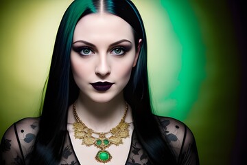 Woman with Green Hair made with Generative AI