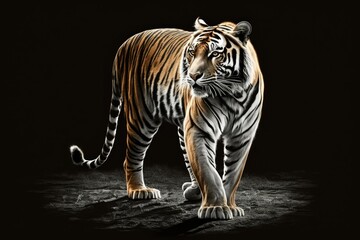 Fototapeta na wymiar The Amur tiger is the common name for the Siberian tiger, Panthera tigris altaica. Generative AI