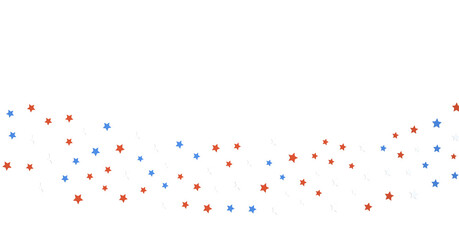 White banner with colorful stars.