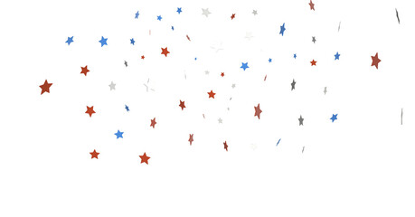 Stars - Red white blue shiny confetti stars on white background, isolate, tricolor concept, independence and freedom day USA