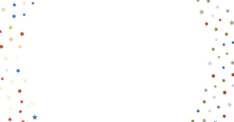 Stars - Red white blue shiny confetti stars on white background, isolate, tricolor concept, independence and freedom day USA