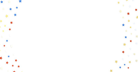 Stars - Red white blue shiny confetti stars on white background, isolate, tricolor concept,