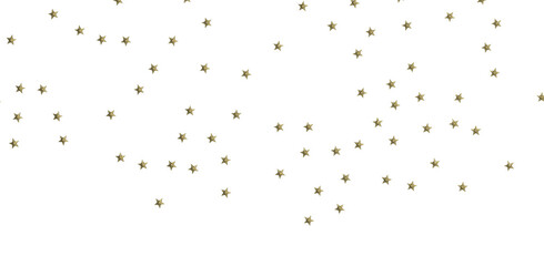 Banner with golden decoration. Festive border with falling glitter dust and stars.