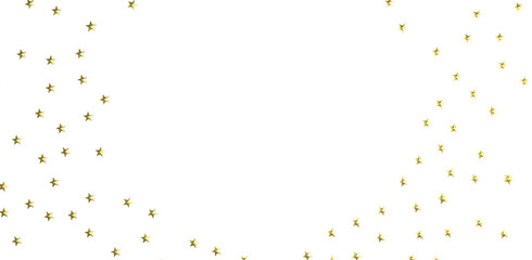 Banner with golden decoration. Festive border with falling glitter dust and stars.