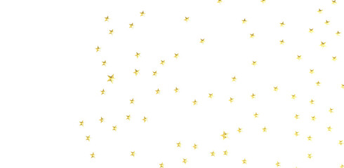 Banner with golden decoration. Festive border with falling glitter dust and stars.
