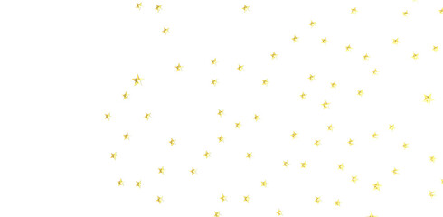 Banner with golden decoration. Festive border with falling glitter dust and stars.
