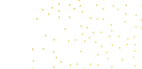 Banner with golden decoration. Festive border with falling glitter dust and stars.