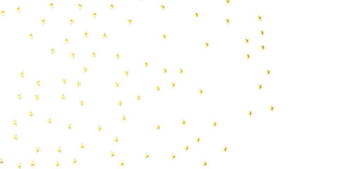 Banner with golden decoration. Festive border with falling glitter dust and stars.