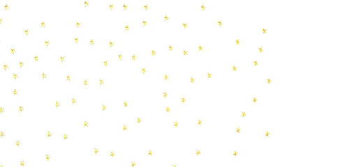 Banner with golden decoration. Festive border with falling glitter dust and stars.
