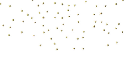 Banner with golden decoration. Festive border with falling glitter dust and stars.