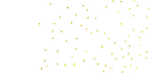 Banner with golden decoration. Festive border with falling glitter dust and stars.