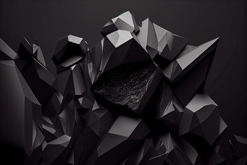 Obraz premium A black rock is surrounded by black rocks Generative ai