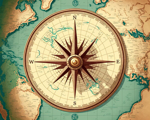 Obraz na płótnie Canvas Kompass und Landkarte, Generative AI