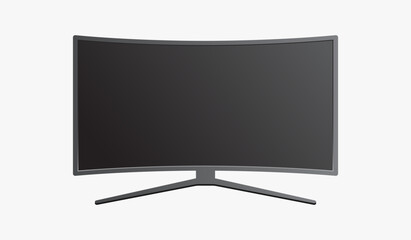 Curved LCD LED Television Black Screen TV Isolated Vector Illustration