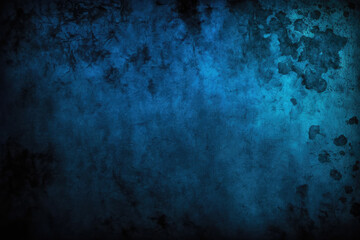 Blue grunge wall background, dark blue wall background created with generative AI technology