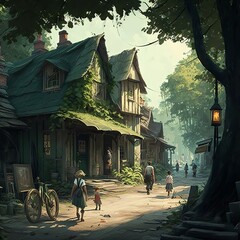 old house in the night Generative AI