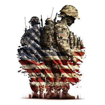 Soldier's Honor to the American Flag made with Generative AI