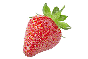 One ripe strawberry. Isolated on a white background.