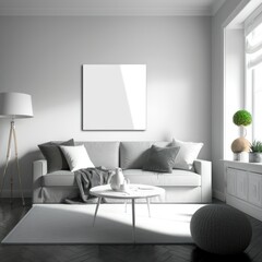 Minimalist Living Room with Blank Canvas: design, interior, decor, style, modern, contemporary, GENERATIVE AI