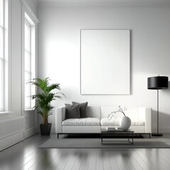 Blank Canvas and Contemporary Living Room: design, interior, decor, style, minimalism, GENERATIVE AI
