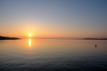 A sunset in Caernarfon dock near the castle