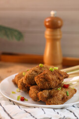 Sempol ayam, A colorful dish of chicken meat and tapioca flour. creating a savory meal to tantalize...