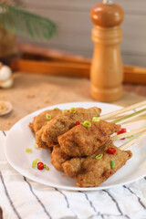 Sempol ayam, A colorful dish of chicken meat and tapioca flour. creating a savory meal to tantalize the taste buds.