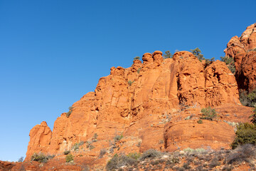 Fototapeta premium Head shape rock formations on the hill above The Chapel of the Holy Cross in Sedona.
