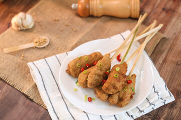 Sempol ayam, A colorful dish of chicken meat and tapioca flour. creating a savory meal to tantalize the taste buds.