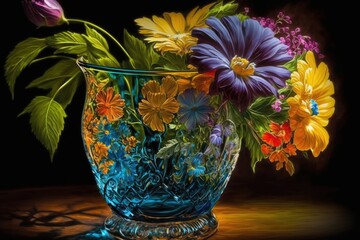 vase with colorful flowers