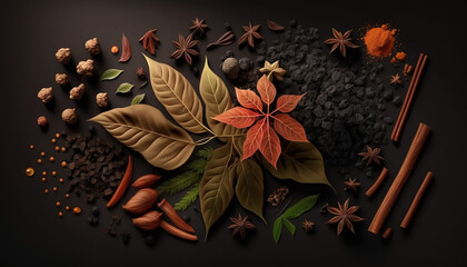 Oriental Spices Background Generative AI