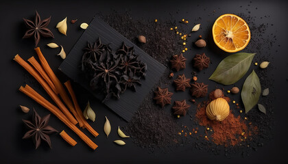 Oriental Spices Background Generative AI