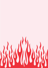 Fire flame illustraton. Retro groovy background. 