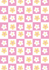 Flower retro chess checkboard retro pattern background. 