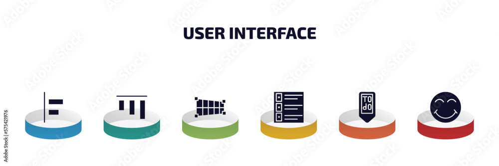 Aufkleber user interface infographic element with filled icons and 6 step or option. user interface icons such