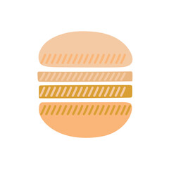 Round striped abstract shape circle vector illustration, minimalist design element in calm Scandinavian boho colors