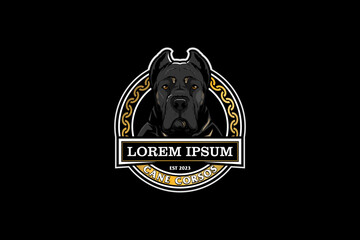 Cane corso dog vector badge logo design template