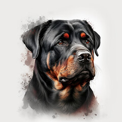 Realistic rottweiler on a white background, generative AI