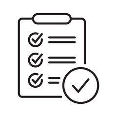 Clipboard with mark icon in line style isolated on background. Checklist sign symbol for web site and app design.