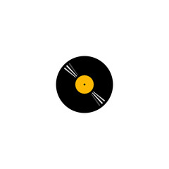 Vector illustration of a vinyl record in black and yellow
